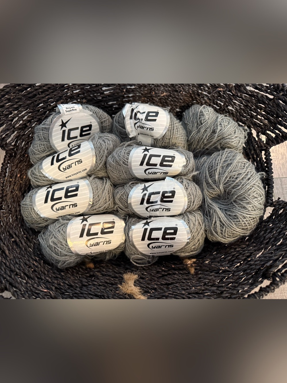 Ice Yarns Grey Angora Superfine Yarn - Lot 10 Skeins